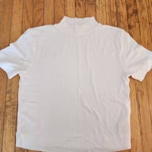 Babaton White Ribbed Cropped Baby Tee